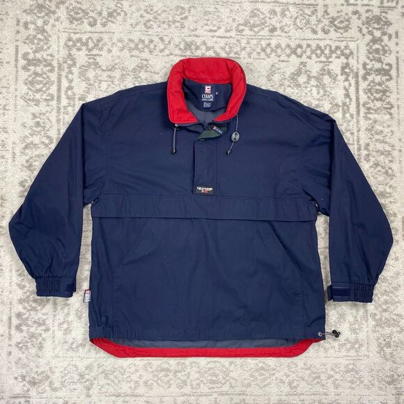 Vintage Ralph Lauren Chaps Jacket Mens Blue Red Pullover Windbreaker Size Medium - Picture 1 of 9